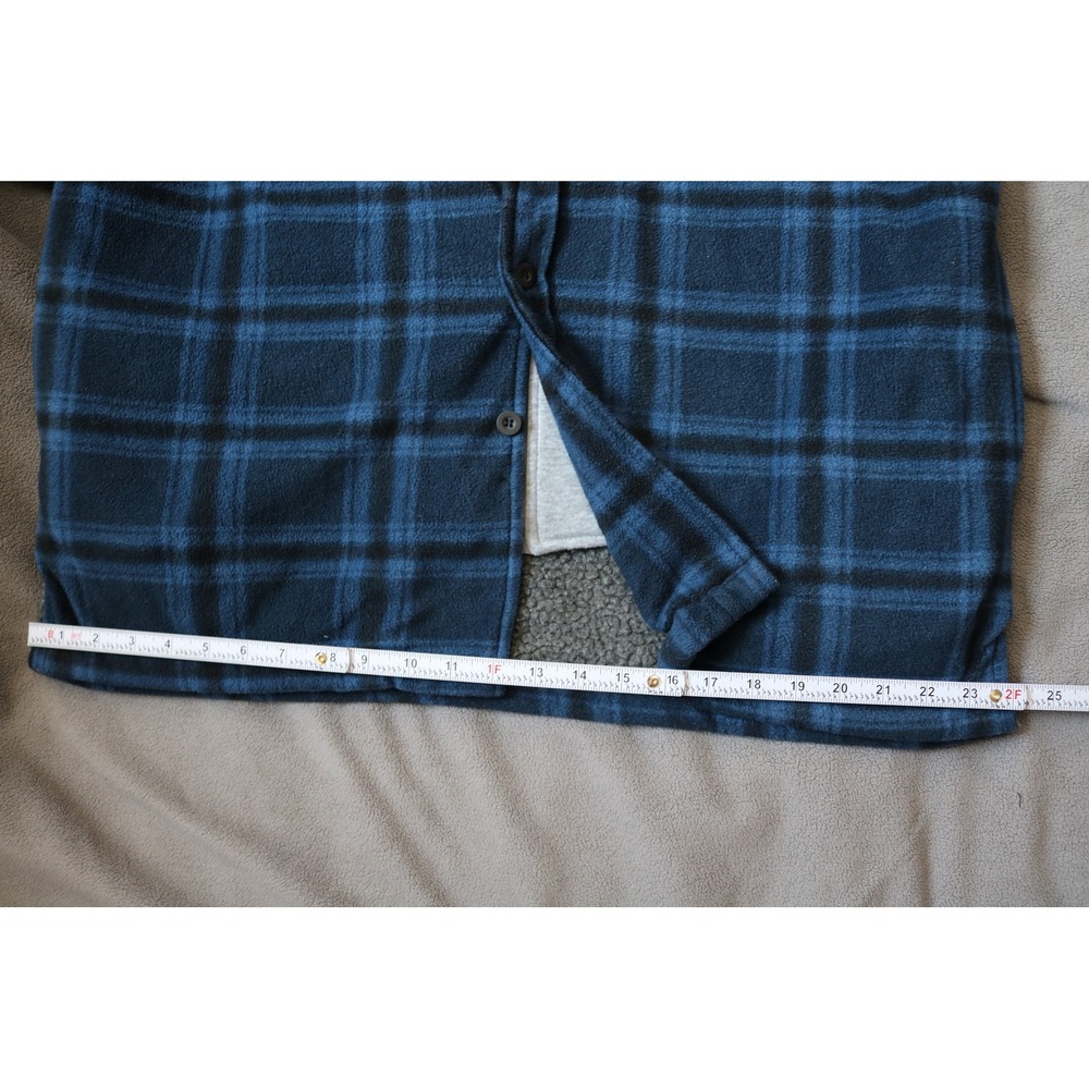 STILLWATER SUPPLY Plaid Jacket Men Large Blue Plaid Hooded Fleece Shacket - Picture 3 of 15
